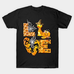 LOVE Giraffe Pumpkin Funny Halloween T-Shirt